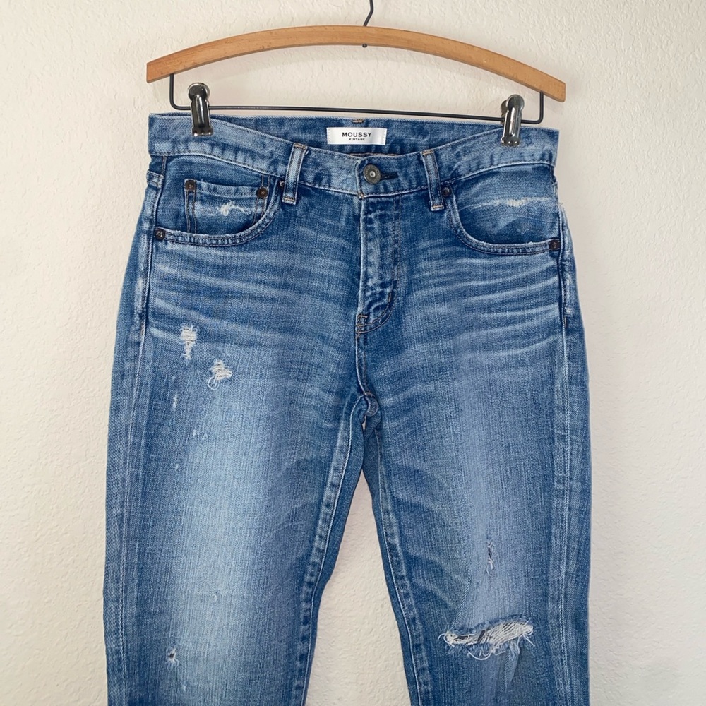 🎈Moussy Vintage Glendele Light Wash Distressed Zipper Fly Skinny Jeans! - Picture 2 of 13